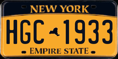 NY license plate HGC1933