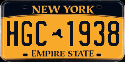NY license plate HGC1938