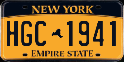 NY license plate HGC1941