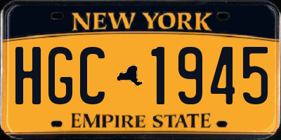 NY license plate HGC1945