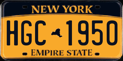NY license plate HGC1950