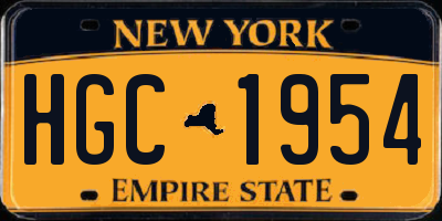 NY license plate HGC1954