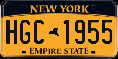 NY license plate HGC1955