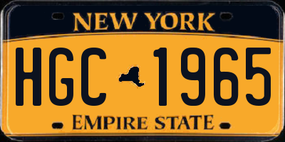 NY license plate HGC1965