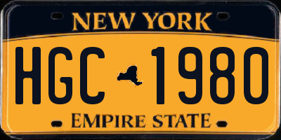 NY license plate HGC1980