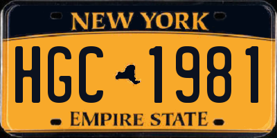 NY license plate HGC1981