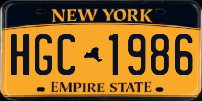 NY license plate HGC1986