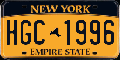 NY license plate HGC1996
