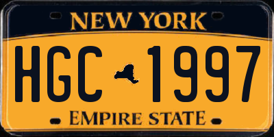 NY license plate HGC1997
