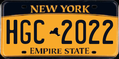NY license plate HGC2022