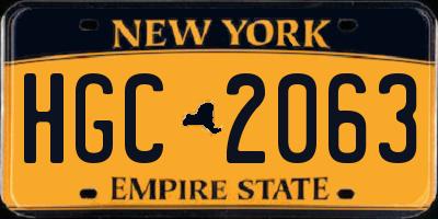 NY license plate HGC2063
