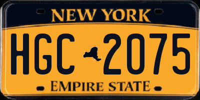 NY license plate HGC2075