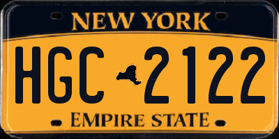 NY license plate HGC2122