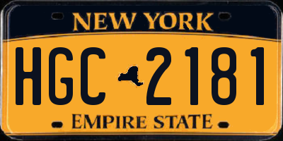 NY license plate HGC2181
