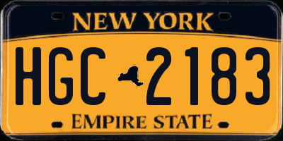 NY license plate HGC2183