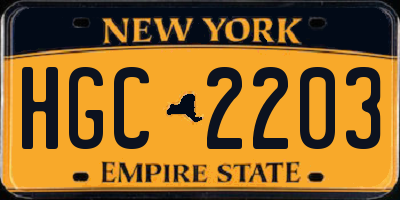 NY license plate HGC2203