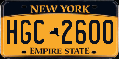 NY license plate HGC2600
