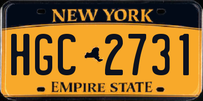 NY license plate HGC2731
