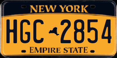 NY license plate HGC2854