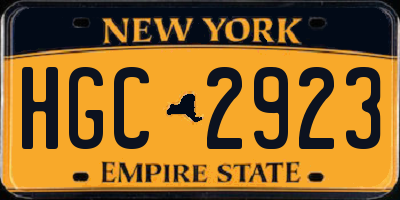 NY license plate HGC2923