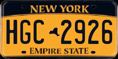 NY license plate HGC2926