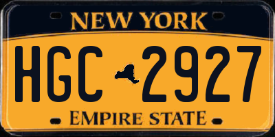 NY license plate HGC2927