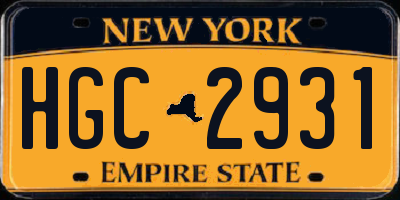 NY license plate HGC2931