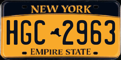 NY license plate HGC2963