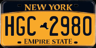NY license plate HGC2980