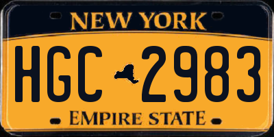 NY license plate HGC2983