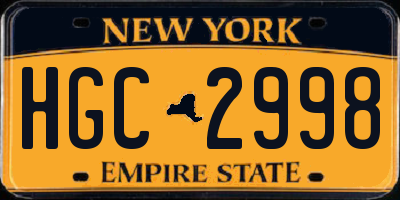 NY license plate HGC2998