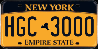 NY license plate HGC3000