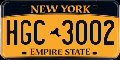 NY license plate HGC3002