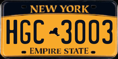 NY license plate HGC3003