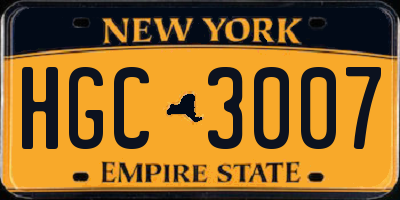 NY license plate HGC3007