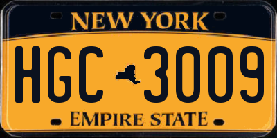 NY license plate HGC3009