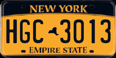 NY license plate HGC3013