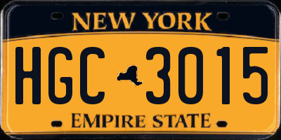 NY license plate HGC3015