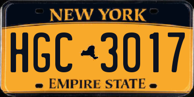 NY license plate HGC3017