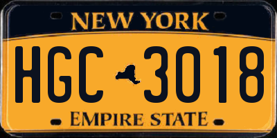 NY license plate HGC3018