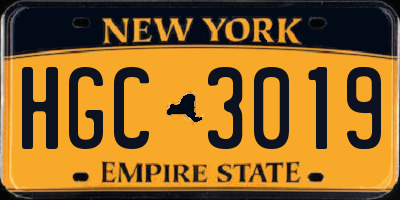 NY license plate HGC3019