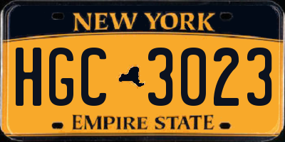 NY license plate HGC3023