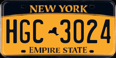 NY license plate HGC3024