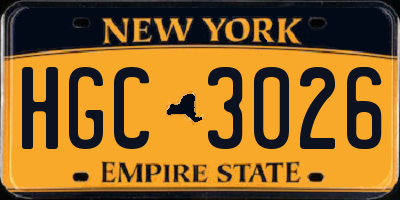 NY license plate HGC3026