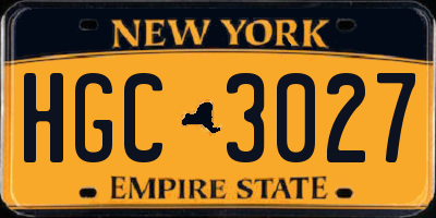 NY license plate HGC3027