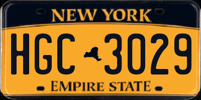 NY license plate HGC3029