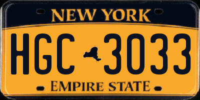 NY license plate HGC3033