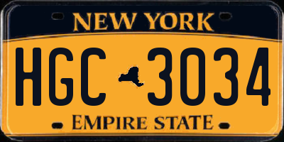 NY license plate HGC3034