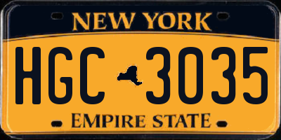 NY license plate HGC3035