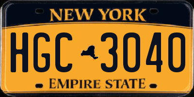 NY license plate HGC3040